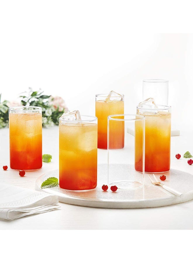 6-Piece Vision Large Glass Set , Heat-Resistant Glass Cylinder Cups, Stylish Design Drinking Glasses For Juice and Water , Multi-Functional Glassware Collection, Clear - Image 3